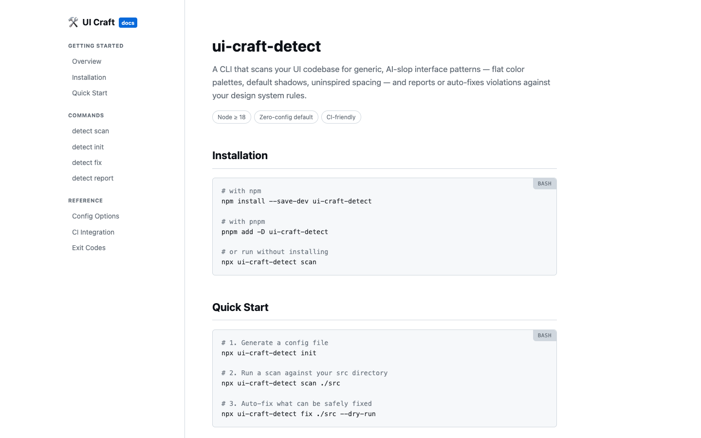 API docs built without UI Craft