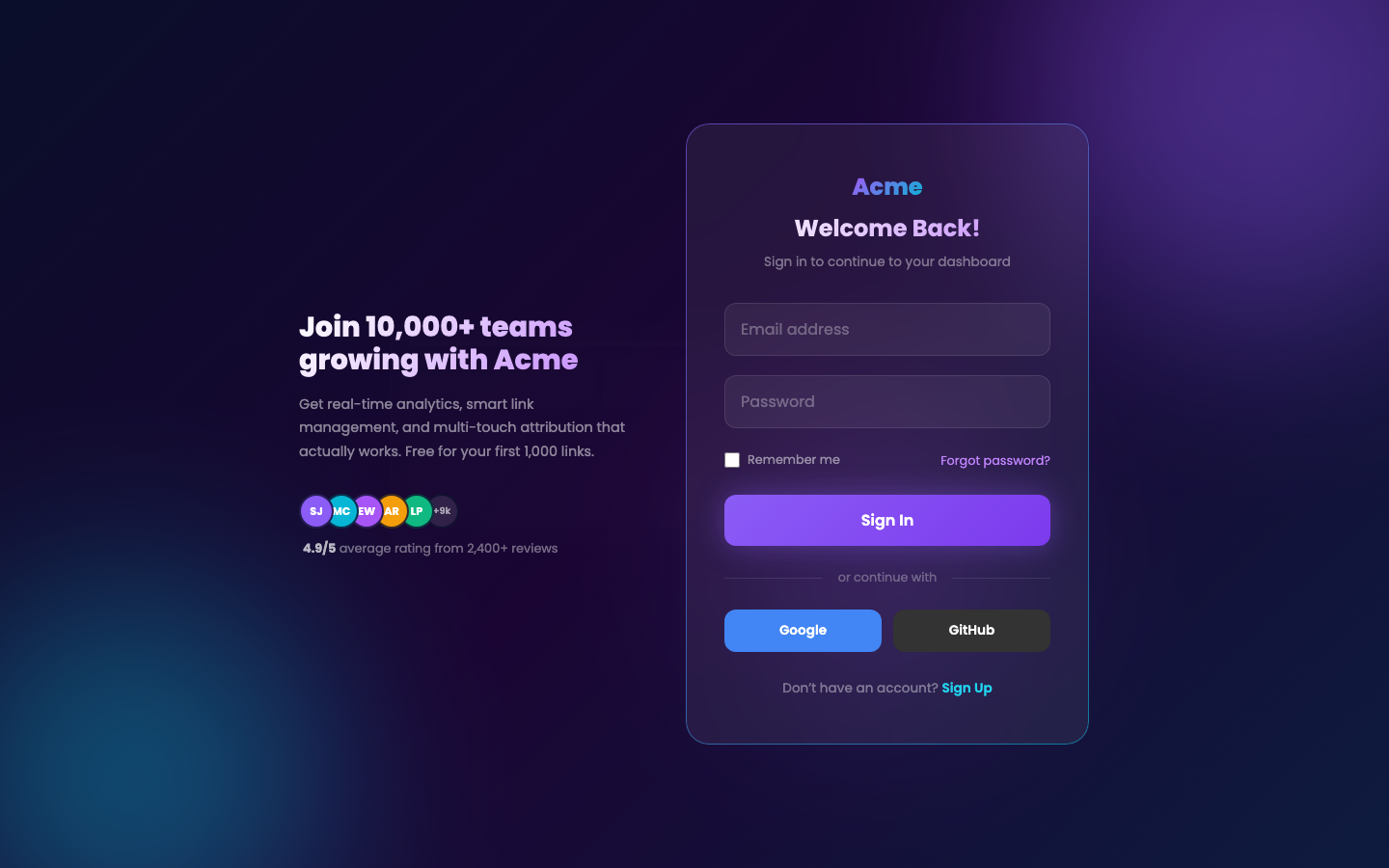 Sign in built without UI Craft