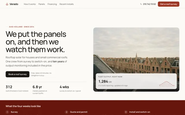 Verado: the rooftop solar built with the ui-craft skill loaded.